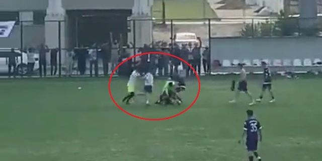   Amatör maçta tekmeler havada uçuştu